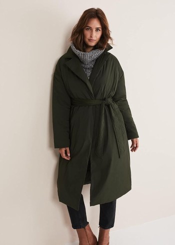 Phase Eight Erin Long Puffer Coats Green USA | 5142697-BX